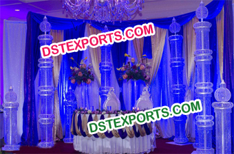 Wedding Stage Metal Crystal Pillars Decoration