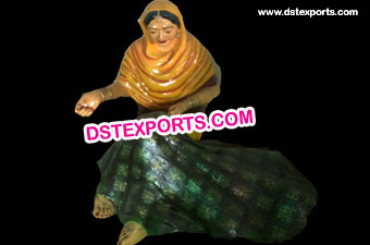 Punjabi Lady Fiber Statue With Phulkari