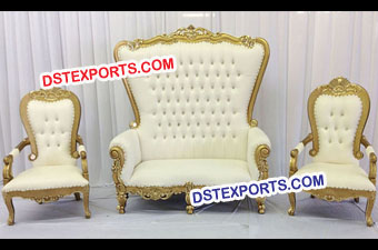 Royal Wedding Brass Metal Golden Throne Set