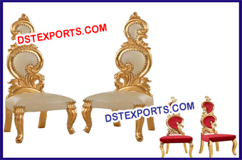 Royal Wedding Gold Bride Groom Leaf Chairs