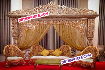 Indian Wedding Bollywood Golden Carved Stage