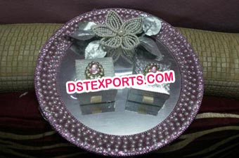 Decorated Crystal Ring Ceremony Wedding Thaal
