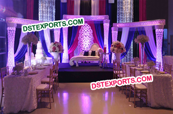 Asian Wedding Crystal Pillars Stage Set