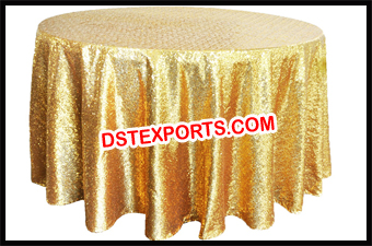 Gold Sequin Round Table Cloth
