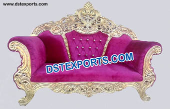 Golden Carved Throne Wedding Sofa