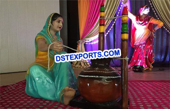 Punjabi Culture Ladies Fiber Statues