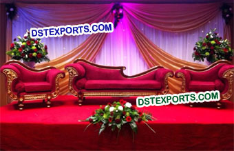 Red Leather Latest Style Wedding Sofa Set