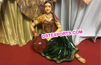 Rajasthani Lady Statue Matka in Hand