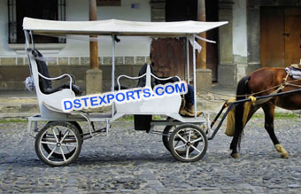 White Limousine Horse Drawn Buggy Carriage