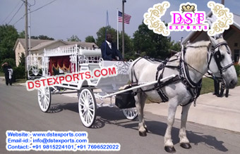 White Funeral Horse Drawn Buggy Carriage