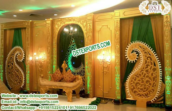 Wedding Golden Fiber Rajwada Frame Stage