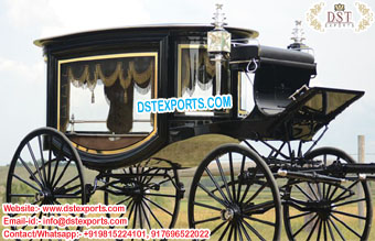 Royal Black Funeral Horse Carriage