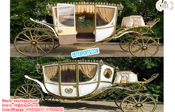 White Vintage Touring Horse Carriage