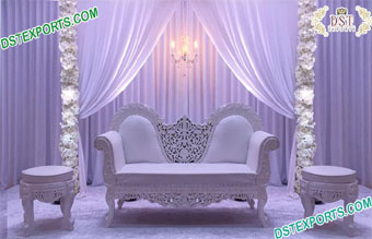 Elegant Wedding White Sofa With Stools