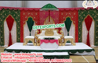 Muslim Mehndi Stage Embroidered Backdrop Curtains