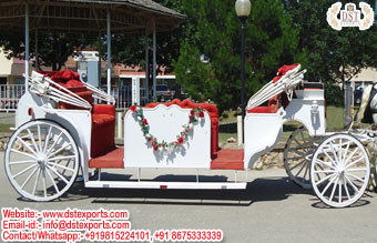 Horse Drawn Wedding White limo Carriage