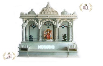 Hand Carved White Marble Finish Mandir For Home
