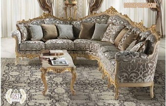 European Style Teak Wood L-Shape Sofa