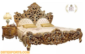 Heavy Carved Gold Finish Bedroom Furniture