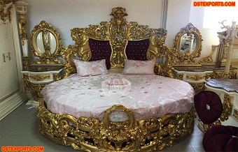 Heavy carving Round Queen Size Bed