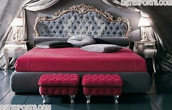 Modern Leather Tufted Bed With Nightstands