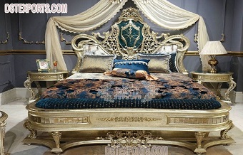 Classy Carved King Size Bed With Nightstands