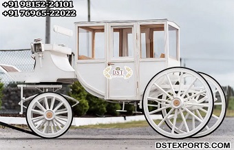 Unique Horse Driven Box Type White Carriage