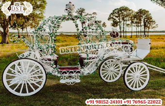 White Cinderella Pony Horse Drawn Carriage