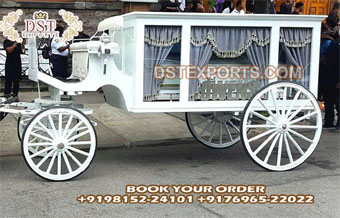 Elegant White Funeral Hearse Carriage For Sale