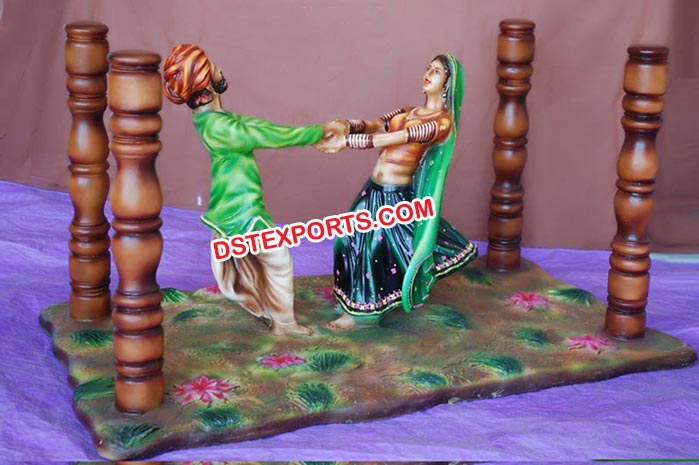 Rajasthani Couple Dancing Statue Table