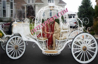 Wedding White Horse Drawn Cinderella Carriage